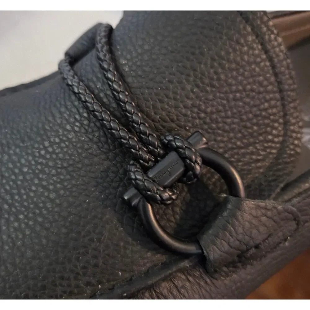 New Salvatore Ferragamo 10.5 EE Black Men Slip On Driving Shoes Italy Dust Bags